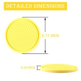 Car Cup Coaster, 4PCS Universal Non-Slip Cup Holders Embedded in Ornaments Coaster, Car Interior Accessories, (Yellow)