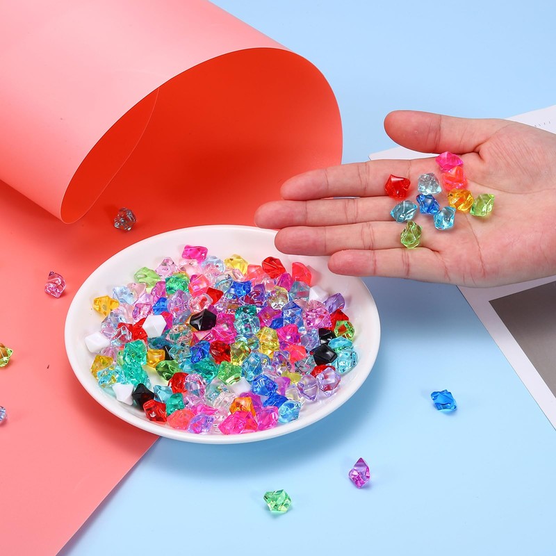 sourcing map 800pcs Fake Ice Rocks Acrylic Black Crystals Gems