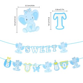 Baby Shower Decorations Sweet Baby Boy Bunting Banner Blue Elephant Gender Reveal Boys Banner Photo Backdrop for Gender Reveal Baby Shower Birthday Party Supplies Y7LXLQ