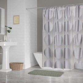 DII Translucent Lace Shower Curtain, 72x72, Circle Gray