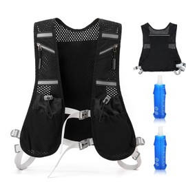 Neuytiky Running Vest for Men and Women, Hydration Vest Running with 2 x 500 ml Water Bottle, Adjustable Backpack for Running, Ultralight Reflective Running Vest, Hydration Pack for Running, Cycling