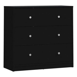 Pemberly Row Traditional 3-Drawer Engineered Wood Chest in Black