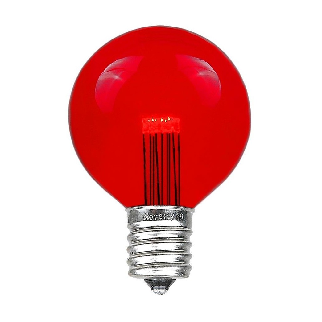 Novelty Lights 5 Pack LED G50 Outdoor Patio Globe Replacement Bulbs, Red, E17/C9 Base, 1 Watt