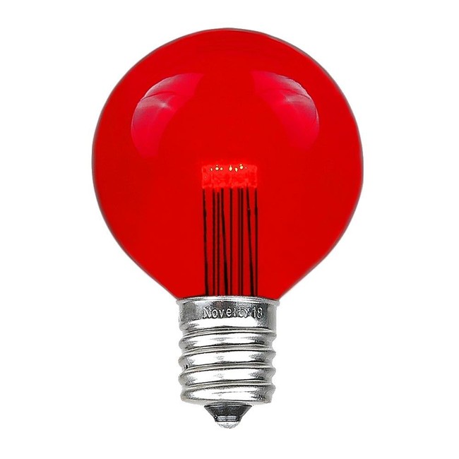 Novelty Lights 5 Pack LED G50 Outdoor Patio Globe Replacement Bulbs, Red, E17/C9 Base, 1 Watt