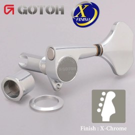 GOTOH NEW Gotoh GB350 RES-O-LITE Aluminum Bass Side 4-in Line Tuning Keys Set X-CHROME