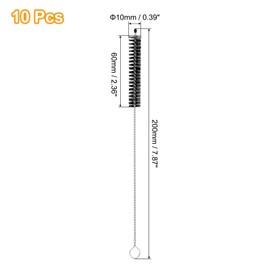 uxcell 10Pcs Drinking Straw Cleaning Brushes, 8" x 3/8" Nylon Bristles Long Straw Brush Pipe Cleaner for Washing Straw Pot Spout, Sippy Cup, Bottle and Tube (Black)