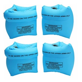 2-4 Pcs Inflatable Arm Swimming Floaties Bands, Floatation Water Wings, Swimming Arm Ring Floatie for Children and Adults 30-150LBS (Blue & Blue)