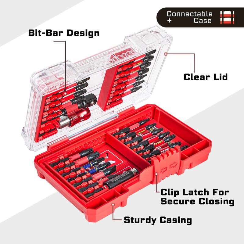 Geinxurn 92Pieces Impact Screwdriver Bits Set, Magnetic S2 Steel 1”/2”