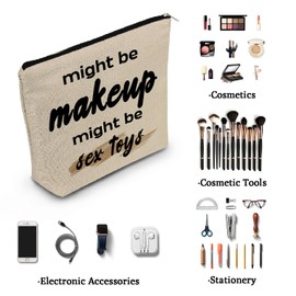 YULUENZE Funny Makeup Bag Toy Organizer Bag Canvas Toiletry Zipper Pouch Makeup Letter Print Cosmetic Bag Birthday Prank Gift for Women Friends Sisters BFF
