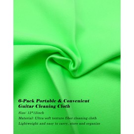 Individually Wrapped Microfiber Guitar Cleaning Cloths | 12x12 Inch Assorted Colors, Scratch-Free Polish for Guitar, Piano, Violin & More | Gift-Ready Cleaning Kit, 6-Pack