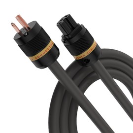 HiFi Power Cable by Viborg, 3.3FT-5N OFC, AWG Copper Shielding, 2 Layers Foil, 6mm² /Core, φ16MM, US Hi-end Power Cord Audiophile Power Wire with US+IEC C15 Connector