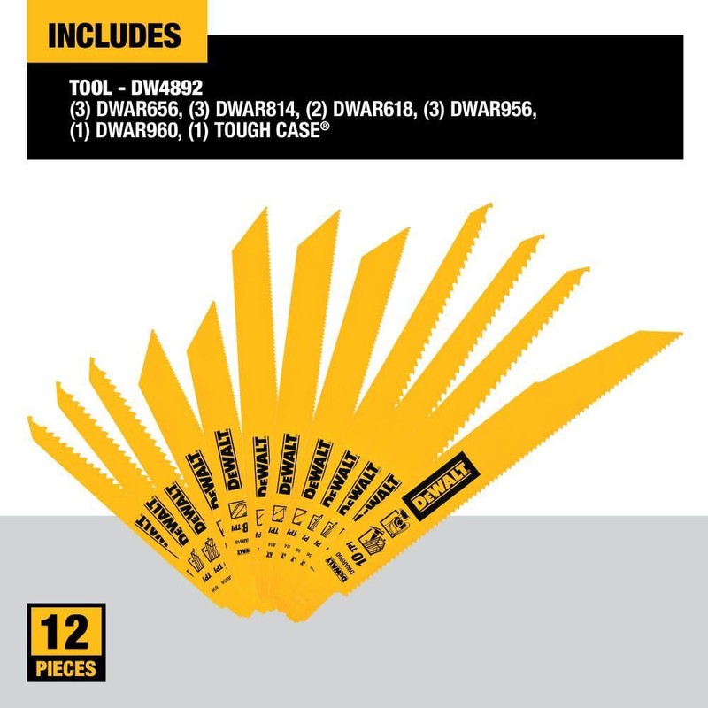 DEWALT Hojas de sierra alternativas, juego bimetálico con funda, 12