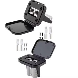 Smgda 2 Pack 50A Plug Mounting Panel with Dust Cover & Copper Terminal, Socket Panel Compatible with Anderson SB50 Series Connectors Flush Mount Recessed Plate for 6-12 Gauge Cable