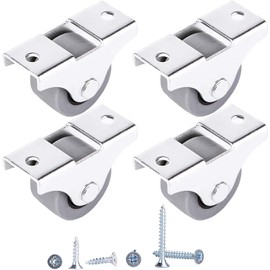 SKIR'CO (4 Pieces) Small 25 mm Furniture Castors Rubber Castors Non-Swivel, Fixed Castors One-Way Direction, Screws Included (4)