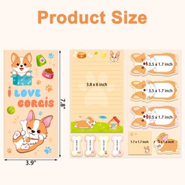 Corgis Sticky Notes Set - Cute Cartoon Corgis Butt Self-Stick Notes Pads to Do List Notepad Writing Memo Pads for School Office Supplies Small Gift (2, Corgis)
