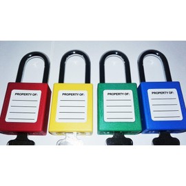 BnC Lockout Tagout Padlock Multicolor 1 1/2" Shackle Keyed Different 4 Pack Multi-Color School
