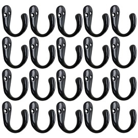 Gutapo Coffee Cup Hooks 20pcs Black Hooks Door Wall Closet Mounted Single Hook Hangers for Robe Coat with 46pcs Screws