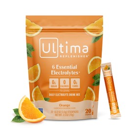Ultima Replenisher Electrolyte Hydration Powder, Orange, 20 Count Stickpacks - Sugar Free, 0 Calories, 0 Carbs - Gluten-Free, Keto, Non-GMO with Magnesium, Potassium, Calcium