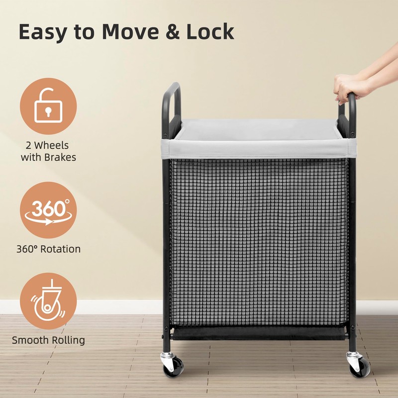 STORAGE MANIAC Rolling Laundry Hamper with Wheels 1-Section Laundry Sorter