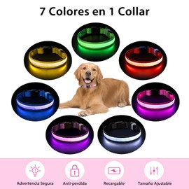 PcEoTllar Light up Dog Collar for Night Walking - LED Dog Collar Light Rechargeable Color Changing, Glow in The Dark Dog Collars Waterproof Glowing Dog Collars for Large Small Medium Dogs