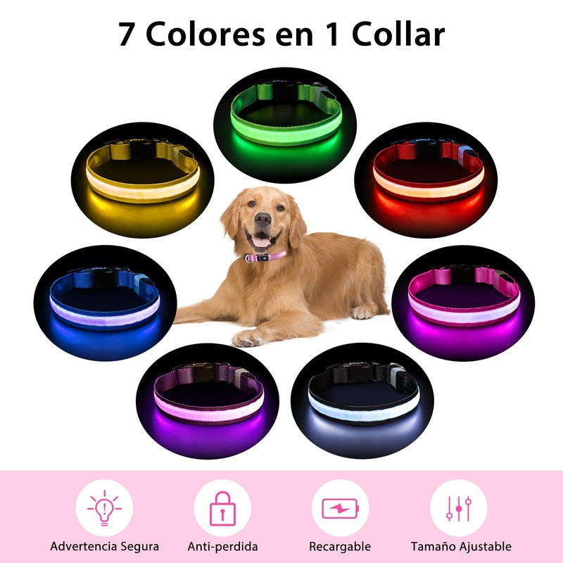 PcEoTllar Light up Dog Collar for Night Walking - LED