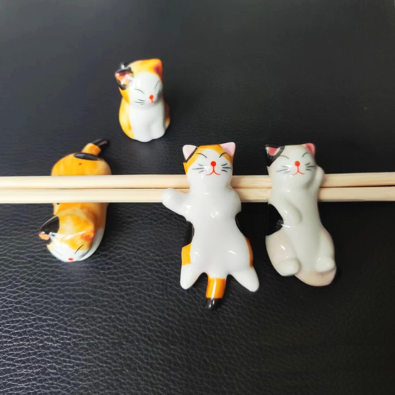 TRUEGOOD Cute Cat Chopsticks Rest Dinner Spoon Stand Knife Fork