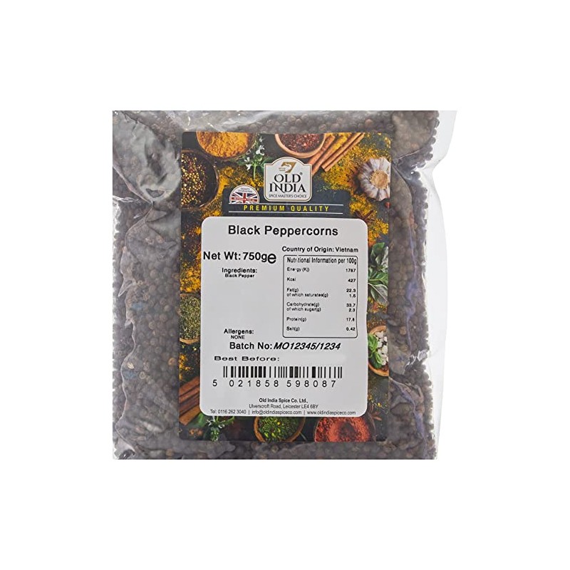 Old India Black Peppercorns 750g