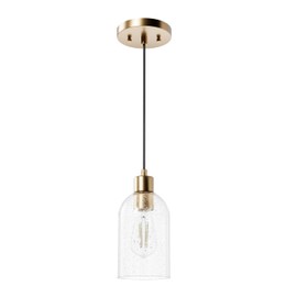 Hunter - Lochemeade 1-Light Alturas Gold Mini Pendant Light, Dimmable, Modern Style, Cylinder Shaped, for Bedrooms, Kitchens, Dining, Living Rooms - 45227