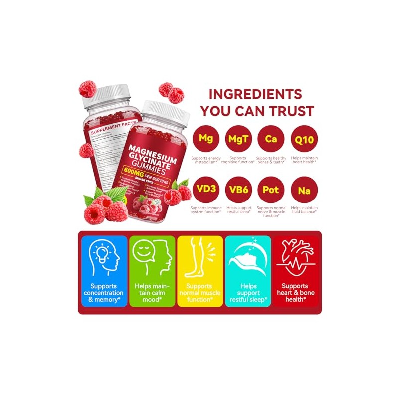 Magnesium Glycinate Gummies - 600 MG Per Serving 120 Gummies