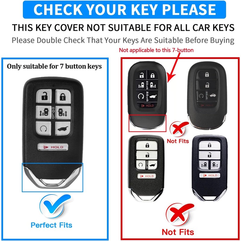 QBUC for Honda Odyssey 7 Button Key Fob Cover Case