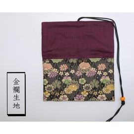 Kinran Nishijin Weave Goshuin Notebook Holder Goshuin Notebook Bag Goshuin Notebook Case Goshuin Notebook Cover 22.5×13.5 with String, Made in Japan, Standard Size (Standing Wave Flower, Black)