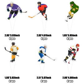 48 piezas de decoración para cupcakes de hockey, jugador de hockey, decoración de cupcakes para hockey sobre hielo, hockey sobre hielo, fiestas temáticas de niños, niñas, fiestas de cumpleaños