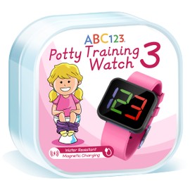 ABC123 Potty Training Watch 3 (2023 Edition) - Baby Reminder Water Resistant Timer for Toilet Training Kids & Toddler with Wireless Charging (Pink)