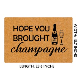 MjiejieM Funny Doormats Hope You Brought Champagne Indoor Floor Welcome Mat for Entrance Way Rubber Back for Front Door Indoor Outdoor Cute Rugs 23.6"(L) x 15.7"(W)