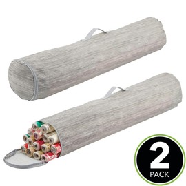 mDesign Wrapping Paper Organiser - Carry Bag for Wrapping Paper Rolls Made of Synthetic Fibre - Portable Organiser System with Handle for Long Rolls - Grey and Beige