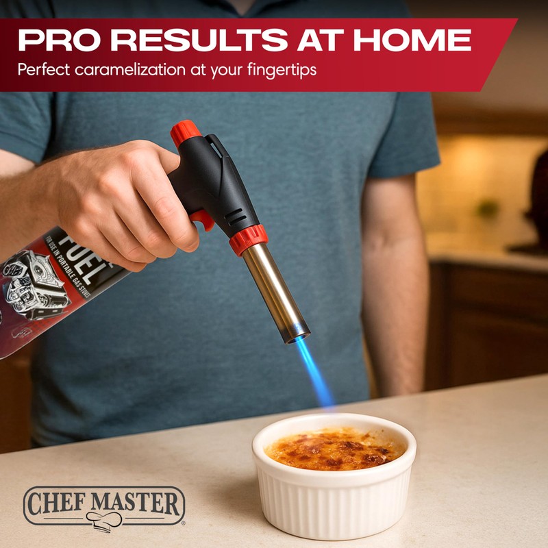 Chef Master Butane Torch Lighter, Refillable Kitchen Torch, Cooking Torch,