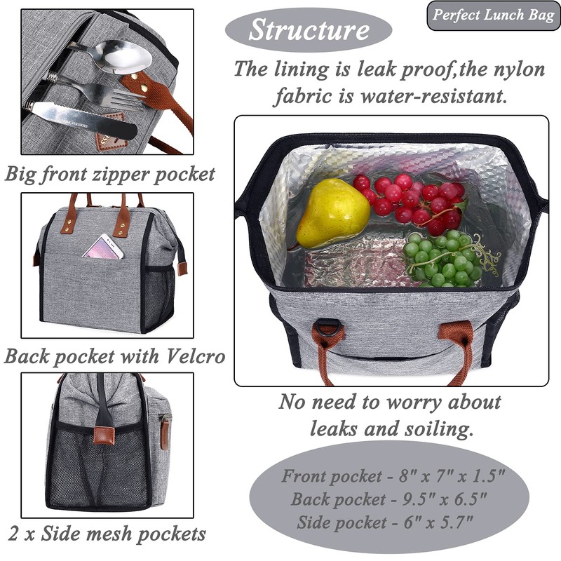 LOKASS Leak-proof Lunch Box for Women Insulated Lunch Cooler Bag