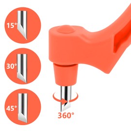 Craft Cutting Tools Pen,360-Degree Rotating Blade,Stainless Steel Cutter Pen for Stencils Scrapbooks DIY Craft,With15,30,45Degree Head(Orange)