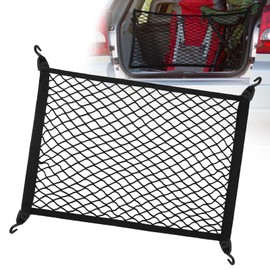 Yimomoyi Cargo Net, Car Boot Net 80×100cm Car Trunk Net Elastic Nylon Baggage Cargo Fixed Net, Car Trunk Net with 4 Hooks, Storage Organizer Car Net for Car Boot Vehicle Van SUV(Black)