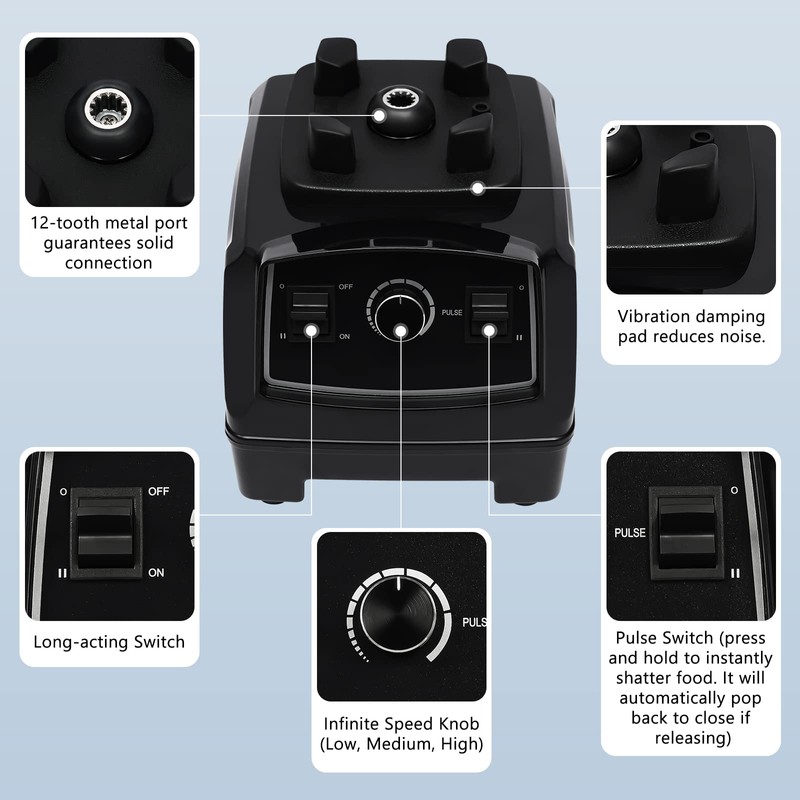 YINZINR 2.0 Ltr Black Food Blender Mixer, Multiple Speeds, Easy