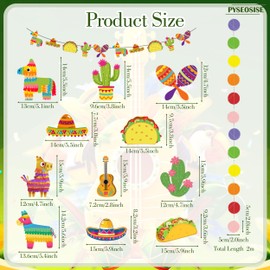 PYSEOSISE Mexican Party Decoration Set, 9 Pieces Fiesta Party Decoration, Mexican Banner Fiesta Hanging Swirl Multicoloured Garland Cinco de Mayo Party Decoration for Carnival Decoration