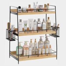 BSTSLL Bathroom Organizer Countertop, 3 Tier Bathroom Counter Organizer with Basket for Skin Care Organizer, Bathroom,Kitchen, Vanity Organizer