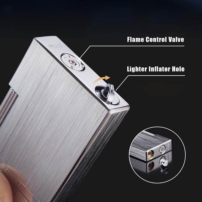 SNYYIAI Classic Lighter, Butane Brushed Metal Lighter, Side Slide Lgnition