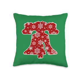 Philadelphia Christmas PA Lover Liberty Bell Snowflakes Art Throw Pillow