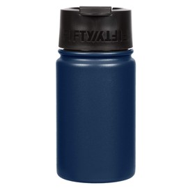 FIFTY/FIFTY 12oz, Double Wall Vacuum Insulated Café Water Bottle, Stainless Steel, Flip Cap w/ Wide Mouth, Navy, 12oz/354ml