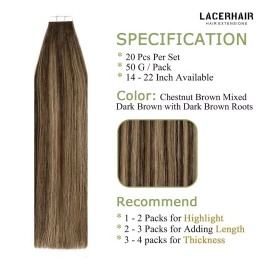 Lacer Extensiones Cabello Natural 50gr 14in Marrón Oscuro A Marrón