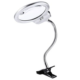 Magnifers Lighted Hands Free,Pro-Flex Desk Led Magnifying Glass Lamp 2.25X 5X Insert Lens Desktop Table Lamp for Close Work, LED Lighted Gooseneck Magnifier with Clamp for Reading