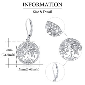 Aniu Tree of Life Earrings Sterling Silver Family Tree Dangle Earrings for Women Birthday Mothers Day Christmas Gifts Jewelry
