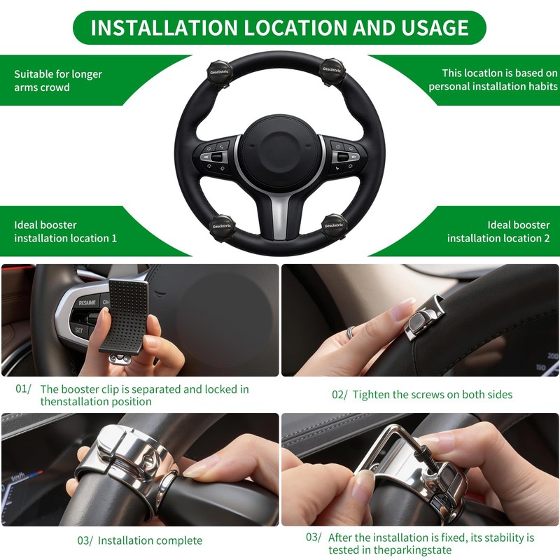 Gescintric Steering Wheel Spinner Knob, Black Logo