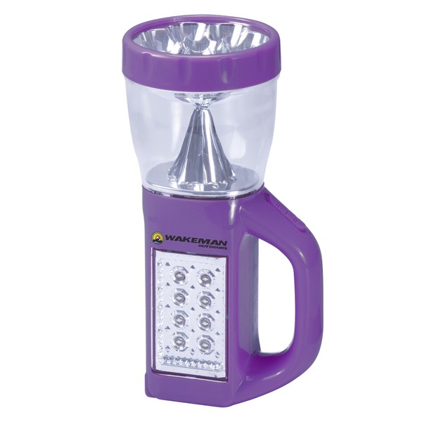 Wakeman Outdoors 3 in 1 LED Lantern Flashlight with Panel Light, Multifunctional, Lightweight, Portable Lamp for Camping, Hiking, Reading & Emergencies, Perfect for Home, Indoor & Outdoor Use - Purple